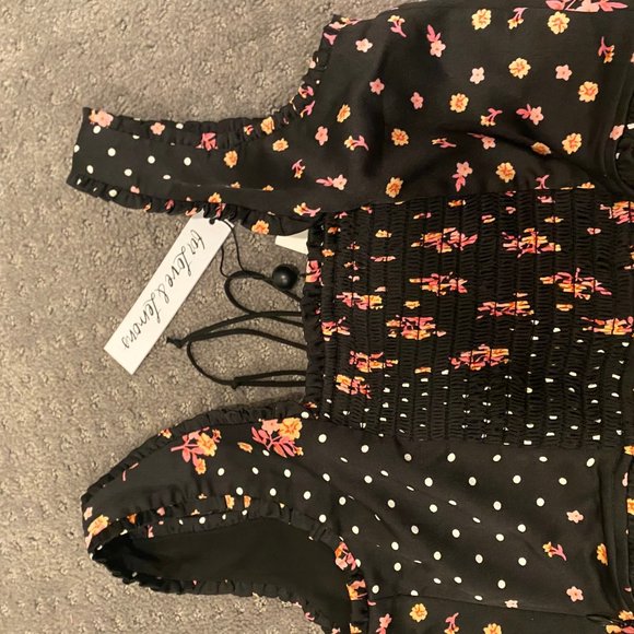 NWT - For Love and Lemons Camellia black Crop Top - Picture 7 of 7